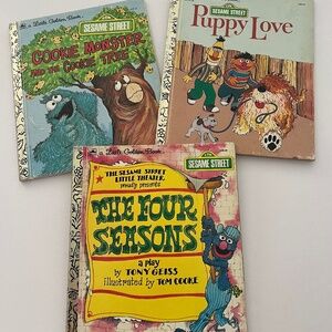 Golden Book lot Sesame Street Cookie Monster, Grove, Bert & Ernie